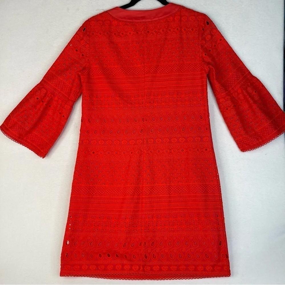 Trina Turk Bonita Eyelet Shift Dress Poppy Red Size 4